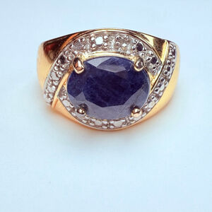 Ross Simons 3 CT Natural Blue Sapphire Vermeil Sterling Silver 925 Vintage Ring